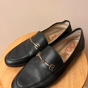 Sam Edelman Black Loafers with Gold Accents
